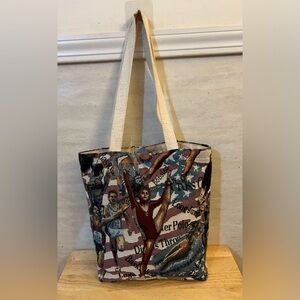 Ruth Brown Original Artistic Tapestry Tote Bag with Sports Figures